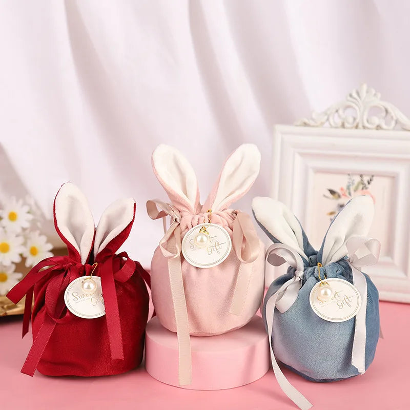 Cloth Easter Bags Cute Bunny Gift Packing Bags Wholesale Rabbit Chocolate Candy Bags Wedding Birthday Party Decoration 2025 New