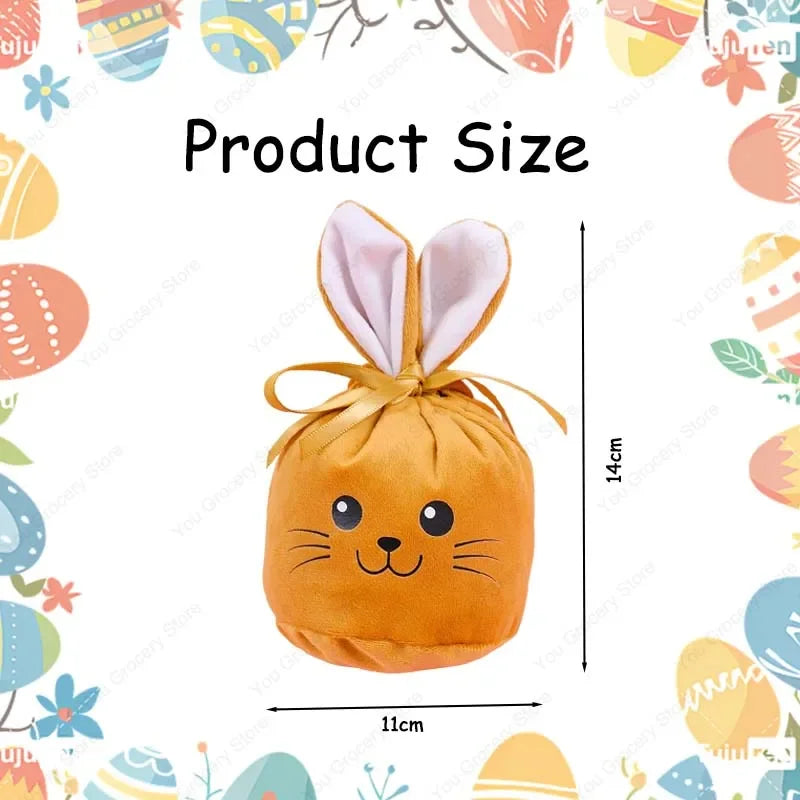Easter New Rabbit Lucky Bags Flocked Valentine Rabbit Ears Chocolate Gift Bags Wedding Candy Box Easter Decoration Gift Bags