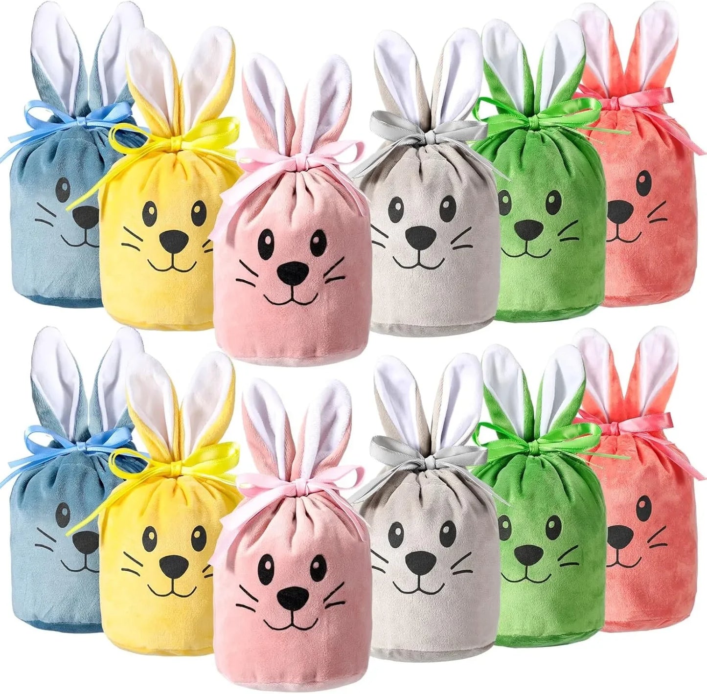 Easter New Rabbit Lucky Bags Flocked Valentine Rabbit Ears Chocolate Gift Bags Wedding Candy Box Easter Decoration Gift Bags