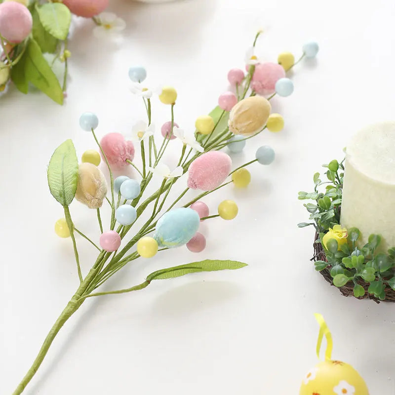 Easter Eggs Tree Branch Easter Fake Plant DIY Bouquets Flower Arrangements Easter Decorations Branch Cuttings Easter Party Decor