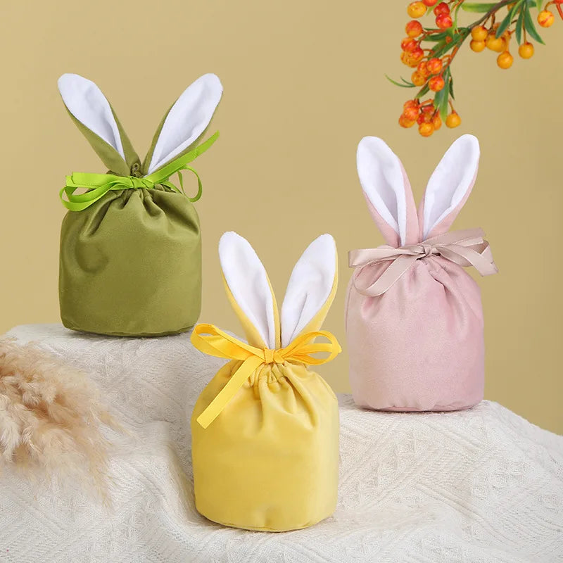 Easter Candy Bag Chocolate Bags Cloth Pouch Cute Bunny Gift Packing Bags Ears Design Birthday Wedding Party Jewelry Organizer