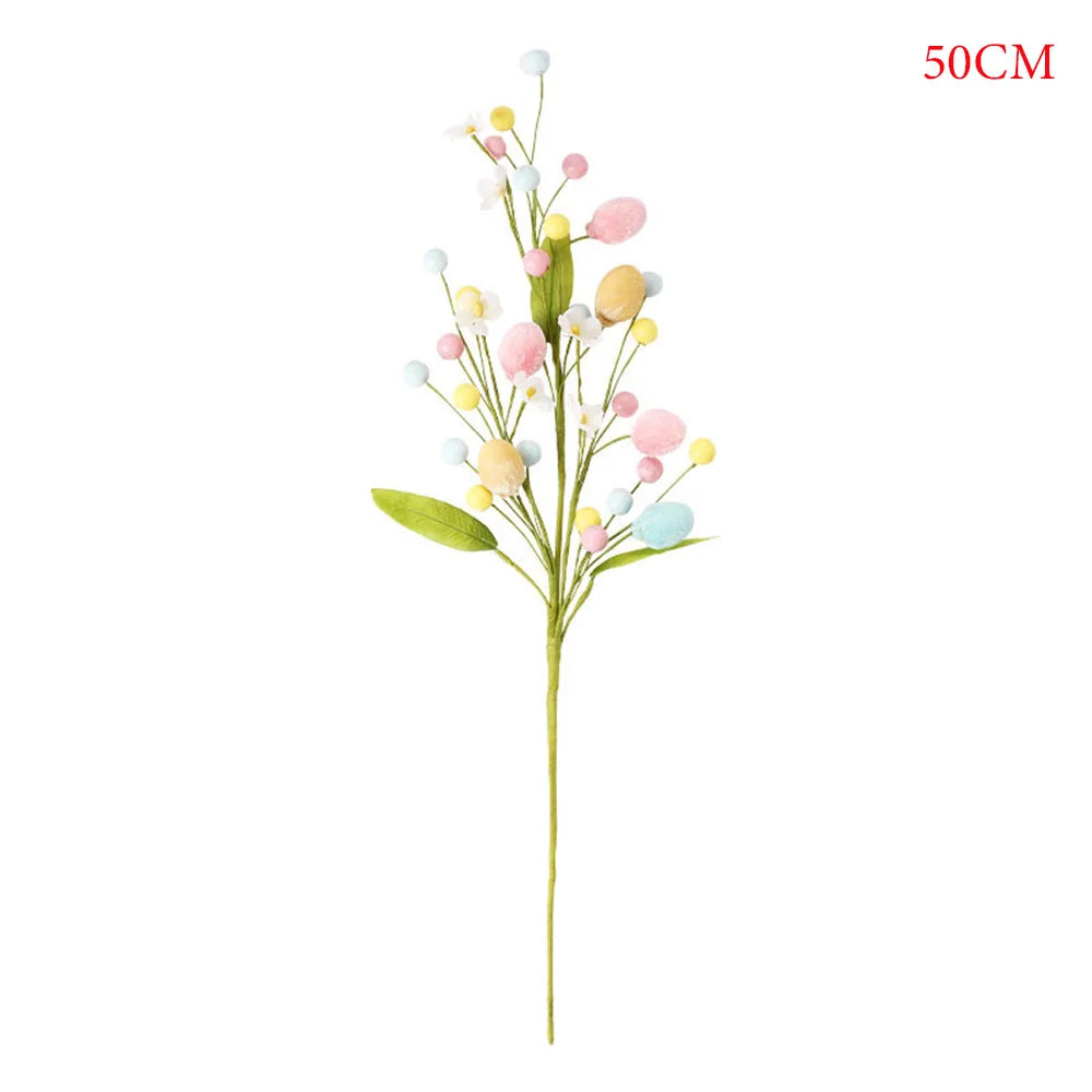 Easter Eggs Tree Branch Easter Fake Plant DIY Bouquets Flower Arrangements Easter Decorations Branch Cuttings Easter Party Decor