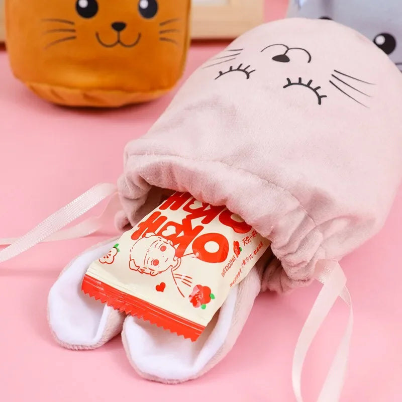 Easter New Rabbit Lucky Bags Flocked Valentine Rabbit Ears Chocolate Gift Bags Wedding Candy Box Easter Decoration Gift Bags