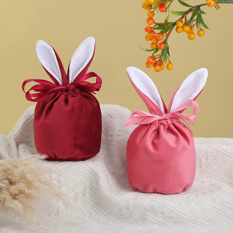 Easter Candy Bag Chocolate Bags Cloth Pouch Cute Bunny Gift Packing Bags Ears Design Birthday Wedding Party Jewelry Organizer