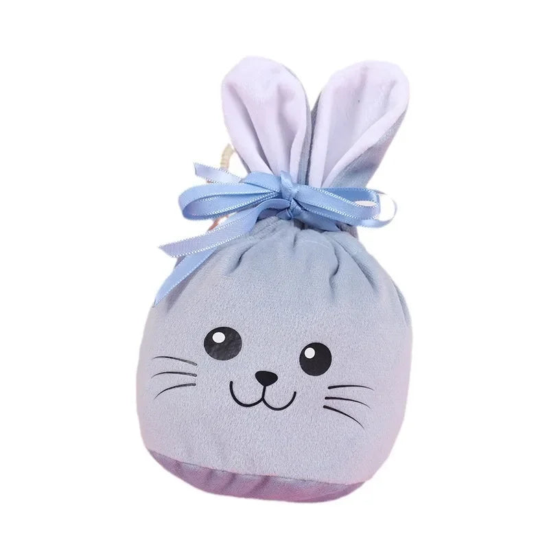Easter New Rabbit Lucky Bags Flocked Valentine Rabbit Ears Chocolate Gift Bags Wedding Candy Box Easter Decoration Gift Bags