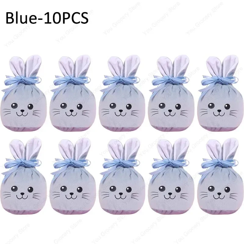 Easter New Rabbit Lucky Bags Flocked Valentine Rabbit Ears Chocolate Gift Bags Wedding Candy Box Easter Decoration Gift Bags