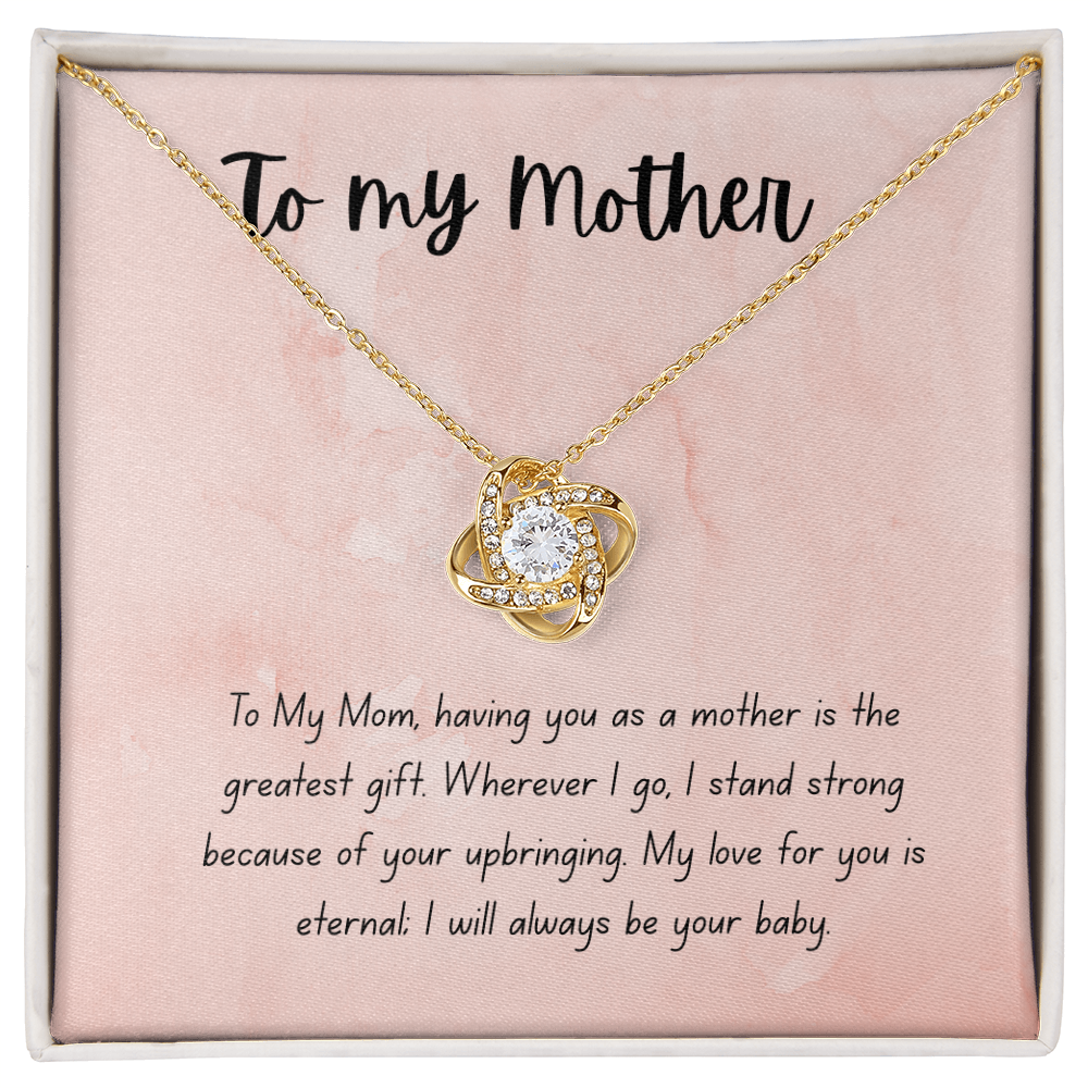 "Love You Forever, Mom" necklace that will always touch her heart.