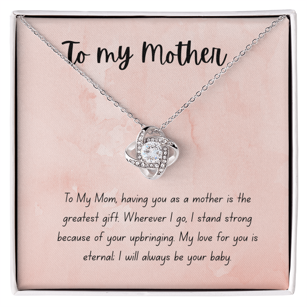 "Love You Forever, Mom" necklace that will always touch her heart.