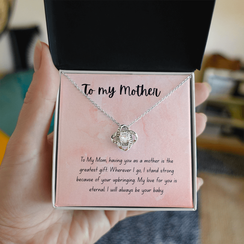 "Love You Forever, Mom" necklace that will always touch her heart.