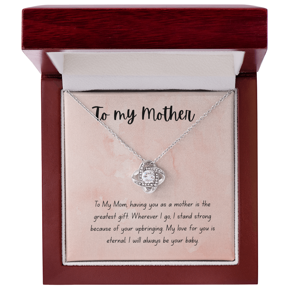 "Love You Forever, Mom" necklace that will always touch her heart.