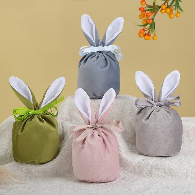 Easter Candy Bag Chocolate Bags Cloth Pouch Cute Bunny Gift Packing Bags Ears Design Birthday Wedding Party Jewelry Organizer