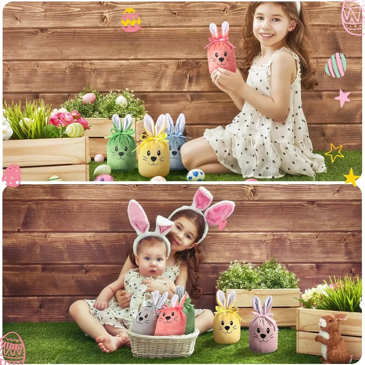 Easter New Rabbit Lucky Bags Flocked Valentine Rabbit Ears Chocolate Gift Bags Wedding Candy Box Easter Decoration Gift Bags