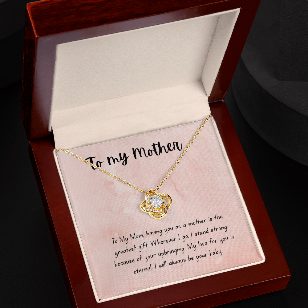"Love You Forever, Mom" necklace that will always touch her heart.