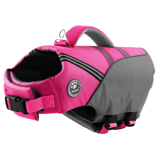 Mklhgty Dog Life Jacket Reflective Adjustable Dog Life Vest for Swimming and Boating Ripstop Pet Safety Vest with Rescue Handle High Buoyancy Dog Life Preserver for Small Medium Large Dogs